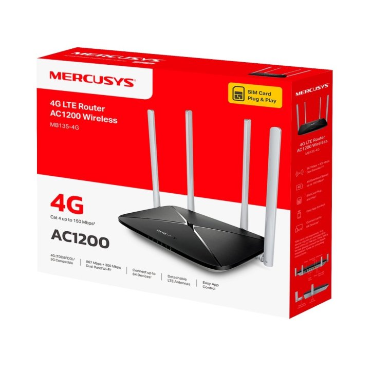 Router Wifi Movil 4g Mercusys Mb135-4g Ac1200...
