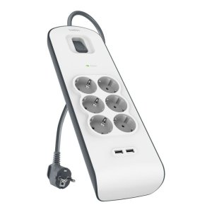 Regleta Alimentacion Belkin Bsv604vf2m-v2 Protección Contra Sobret 6 Tomas + 2 Usb- A 2,4 Boton 