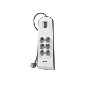 Regleta Alimentacion Belkin Bsv604vf2m-v2 Protección Contra Sobret 6 Tomas + 2 Usb- A 2,4 Boton  2