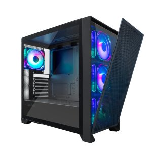 Caja Atx Semitorre Coolbox Ge2000 Dualview Gpu Max. 395mm 2x3.5 1x2.5 Negro