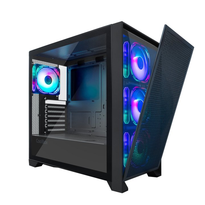 Caja Atx Semitorre Coolbox Ge2000 Dualview Gpu Max. 395mm 2x3.5 1x2.5 Negro