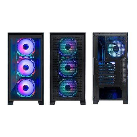 Caja Atx Semitorre Coolbox Ge2000 Dualview Gpu Max. 395mm 2x3.5 1x2.5 Negro