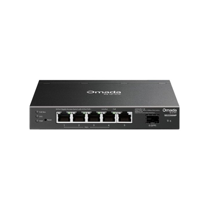 Switch Poe+ No Gestionable Tp-link Sg2206mp 6p 5xrj45 1gbps 4xpoe+ 1xsfp Gbps 63w