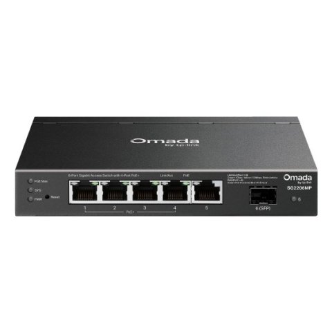 Switch Poe+ No Gestionable Tp-link Sg2206mp 6p 5xrj45 1gbps 4xpoe+ 1xsfp Gbps 63w