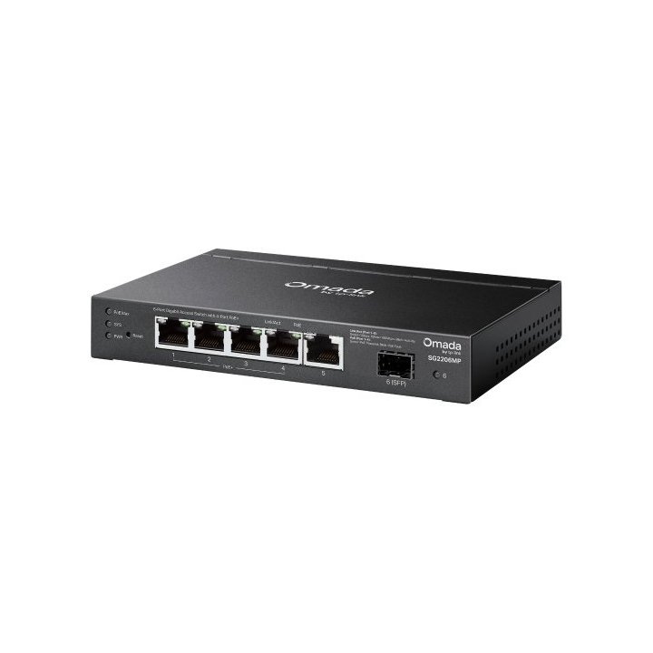 Switch Poe+ No Gestionable Tp-link Sg2206mp 6p 5xrj45 1gbps 4xpoe+ 1xsfp Gbps 63w