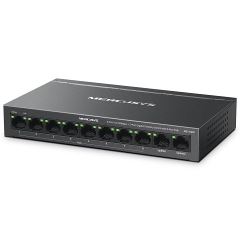 Switch Poe+ No Gestionable Mercusys Ms110cp 10p 8xrj45 100mbps Poe+ 2xgbps 65w 250m