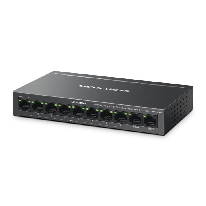 Switch Poe+ No Gestionable Mercusys Ms110cmp 10p 10xrj45 100mbps 8xpoe+ 2xgbps 65w 250m
