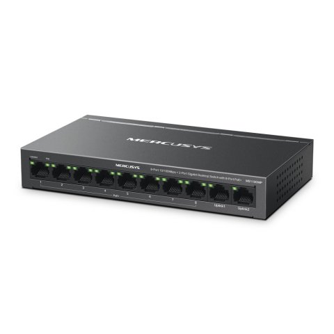 Switch Poe+ No Gestionable Mercusys Ms110cmp 10p 10xrj45 100mbps 8xpoe+ 2xgbps 65w 250m