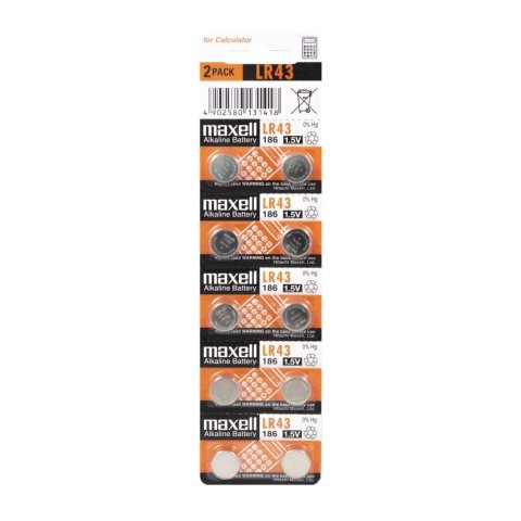 Pilas Lr43 Maxell Lr0043-b10 1.5v Blister 10 Unidades (ecotasas Incluidas)