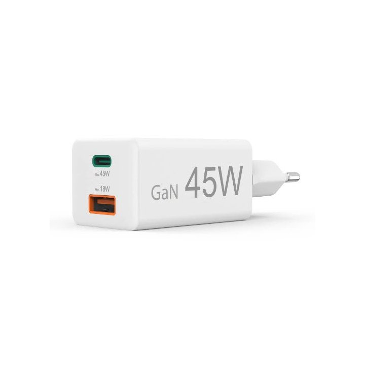 Cargador De Pared Hama 45w 1xusb-c Pd 1xusb-a Minicargador Color Blanco