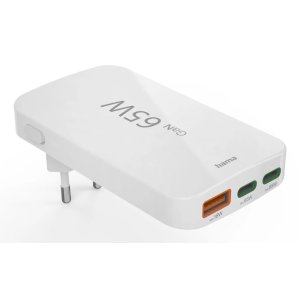 Cargador De Pared Hama 65w Plegable 2xusb-c Pd 1xusb-a Minicargador Color Blanco 2