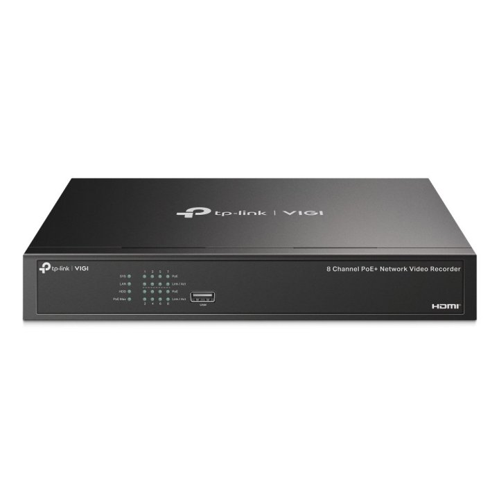 Grabador De Video Tp-link Vigi Nvr1008h-8p 8 Canales 16mp 8xrj45 Poe+ 53w Hdmi 4k H.265+ Sata 2xusb