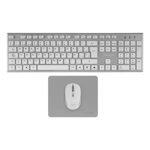 Teclado Mouse Y Alfombrilla Wireless Tacens Zenith Low Profile Tecla Copilot 3200dpi Color Blanco