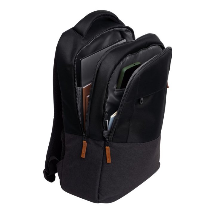Mochila Trust Lisboa Color Negro Para Portatiles Hasta 16" 3 Compartimientos 23l