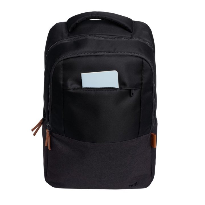 Mochila Trust Lisboa Color Negro Para Portatiles Hasta 16" 3 Compartimientos 23l