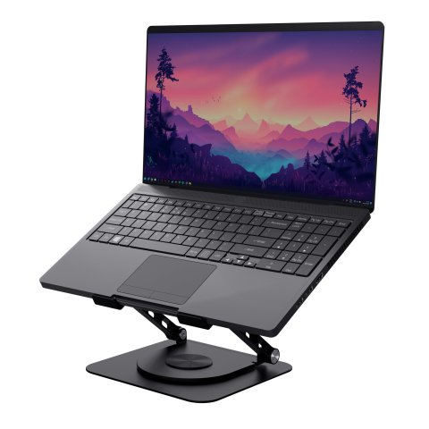 Soporte De Portatil Trust Zeff Metalico Color Negro Plegable Giratorio Hasta 16" 10kg