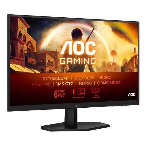 Monitor 27" Dp Hdmi Aoc 27g42e Ips Fhd 0.5ms 180hz Vesa 100x100 Negro