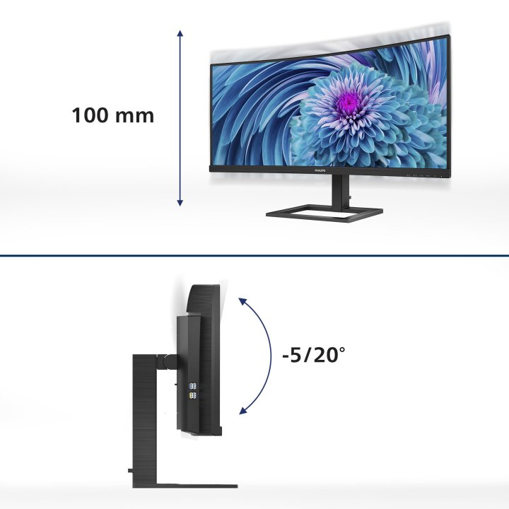 Monitor 27" Usb-c Dp Hdmi Philips 346e2cuae 00 Va Wqhd 3440x1440 100hz 4ms Vesa 100x100 2x5w Negro