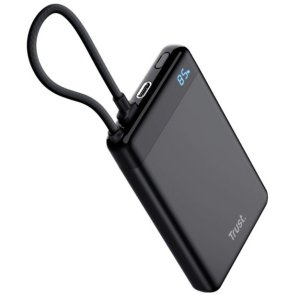 Powerbank Trust Fiera 10000mah Color Negro Cable Usb-c Fijo 2