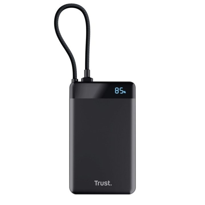 Powerbank Trust Fiera 10000mah Color Negro Cable Usb-c Fijo