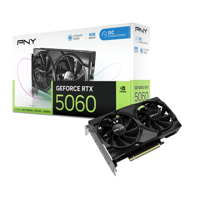 Vga Pny Geforce Rtx 5060 Oc 8gb Gddr7 128 Bit Cuda 3840 3xdp 1xhdmi Tdp 145w Dual Fan