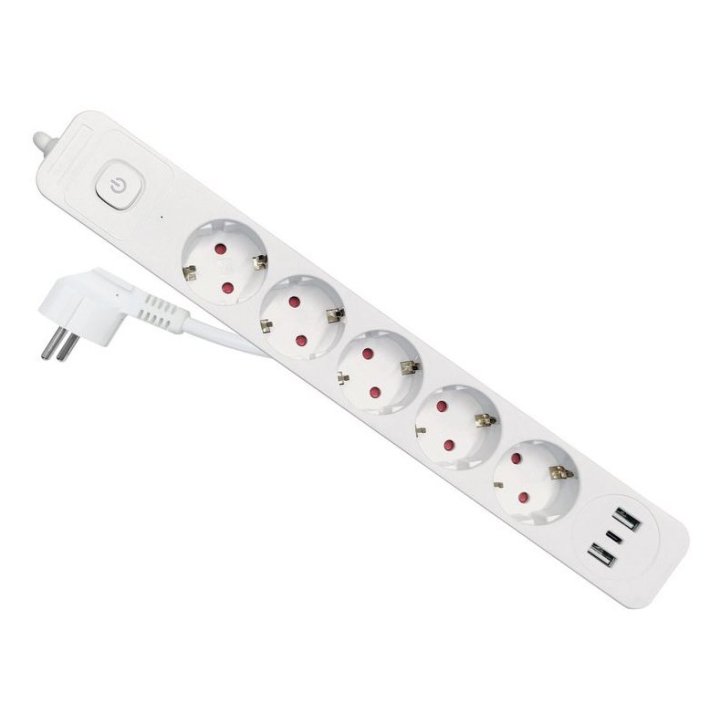 Regleta Alimentacion Equip 245555 5 Tomas Schuko 2xusb-a 1xusb-c Color Blanco