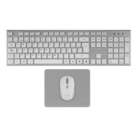 Teclado Mouse Y Alfombrilla Wireless Tacens Zenithwfr Low Profile Tecla Copilot 3200dpi Blanco Frances