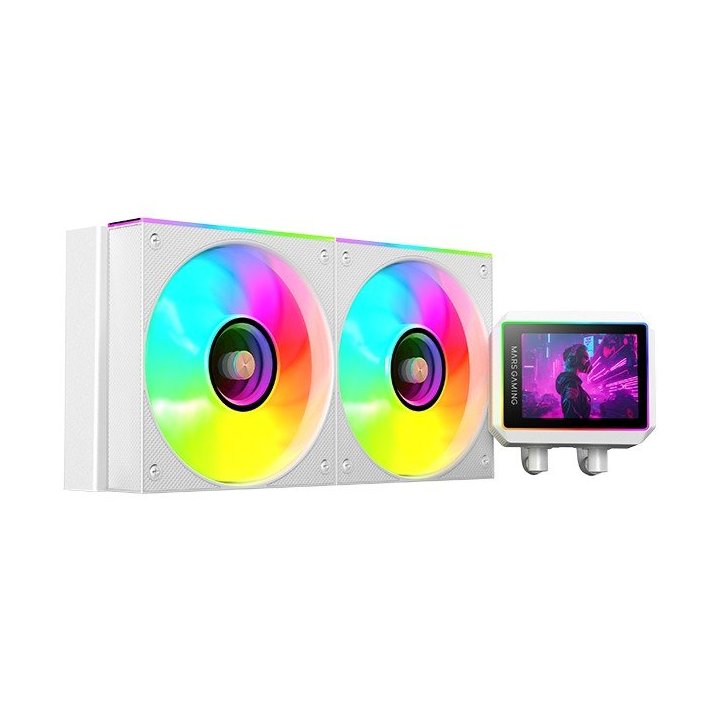 Sistema De Refrigeracion Liquida Mars Gaming Mlvisionii240w Blanco 2x120mm Argb Tpd 500w Pantalla  Lcd Para Procesadores Inte