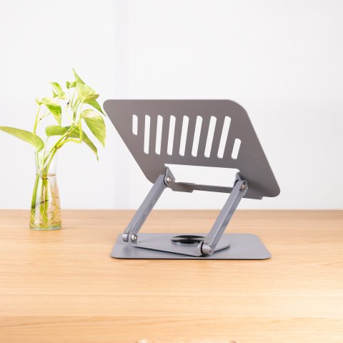 Soporte De Portatil Tooq Ph-dafne-g Elevador Rotacion 360º De 11" A 17" Pleable Gris Oscuro