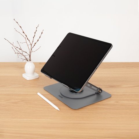 Soporte De Portatil Tooq Ph-dafne-g Elevador Rotacion 360º De 11" A 17" Pleable Gris Oscuro