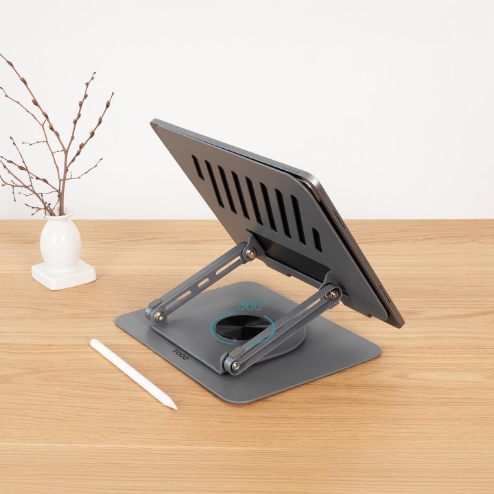 Soporte De Portatil Tooq Ph-dafne-g Elevador Rotacion 360º De 11" A 17" Pleable Gris Oscuro
