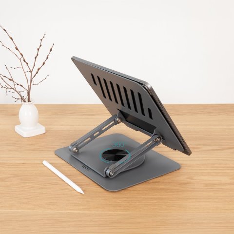 Soporte De Portatil Tooq Ph-dafne-g Elevador Rotacion 360º De 11" A 17" Pleable Gris Oscuro