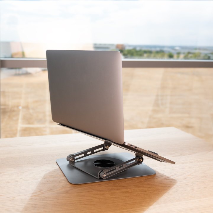 Soporte De Portatil Tooq Ph-dafne-g Elevador Rotacion 360º De 11" A 17" Pleable Gris Oscuro