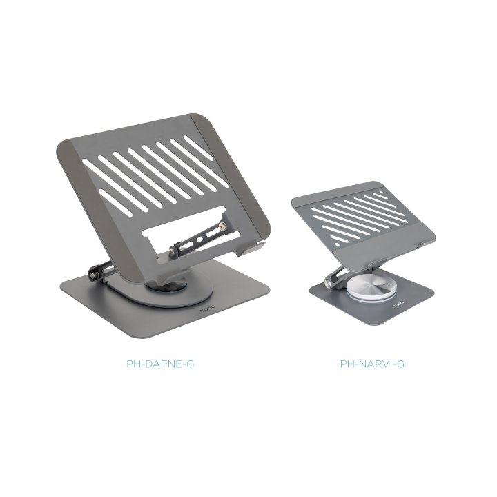 Soporte De Portatil Tooq Ph-dafne-g Elevador Rotacion 360º De 11" A 17" Pleable Gris Oscuro