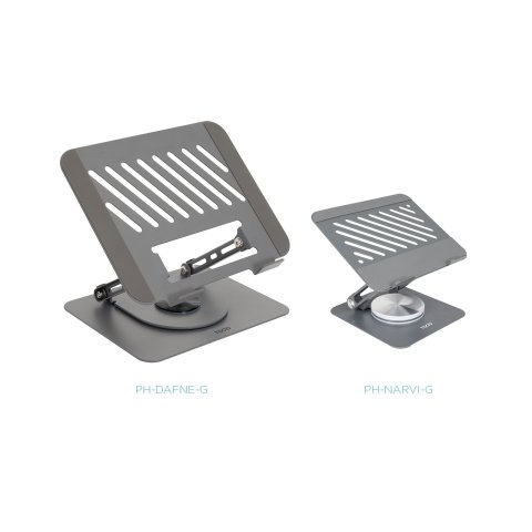 Soporte De Portatil Tooq Ph-dafne-g Elevador Rotacion 360º De 11" A 17" Pleable Gris Oscuro