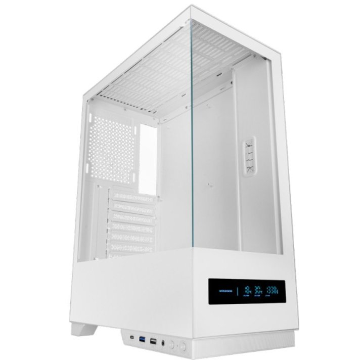Caja Atx Mars Gaming Mcpulsarw Doble Cristal Templado Lcd Frontal Gpu 332mm Blanco