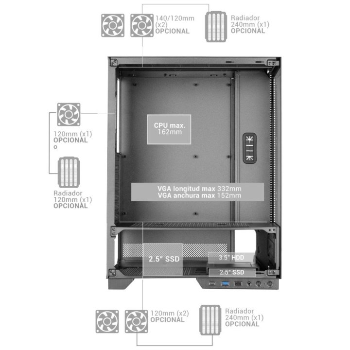 Caja Atx Mars Gaming Mcpulsar Doble Cristal...