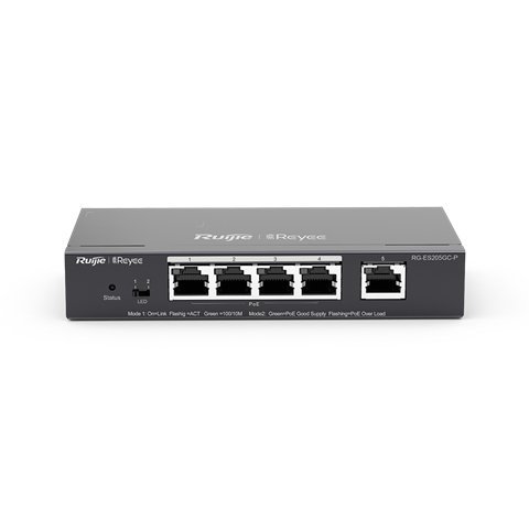 Switch Gestionable L2 Ruijie Rg-es205gc-p 5xrj45 Gb 4xpoe 54w Gestion En La Nube
