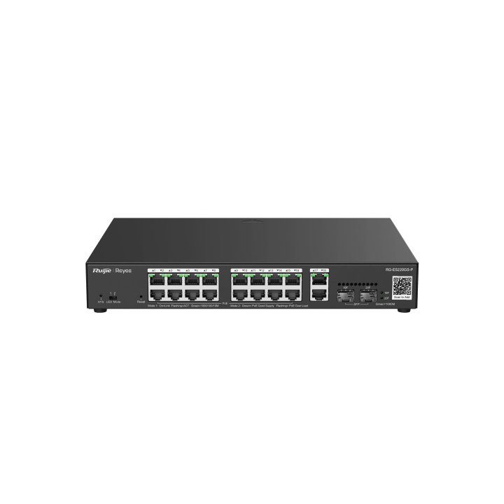 Switch Gestionable L2 Ruijie Rg-es220gs-p 20p 18xrj45 Gb 2xsfp Ge 16xpoe 250w Gestion En La Nube