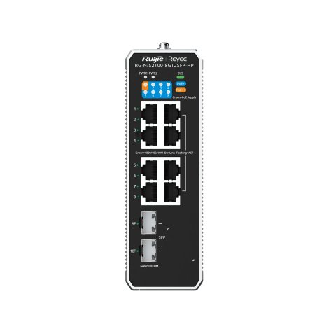 Switch Gestionable L2 Ruijie Rg-nis2100-8gt2sfp-hp 8xrj45 Gb 2xsfp Ge 8xpoe 300w Gestion Nube