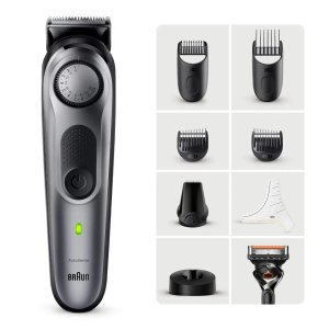 Recortadora De Barba Braun Bt7420 40 Ajustes Corte 0,5 - 10mm Recargable Base De Carga Negro