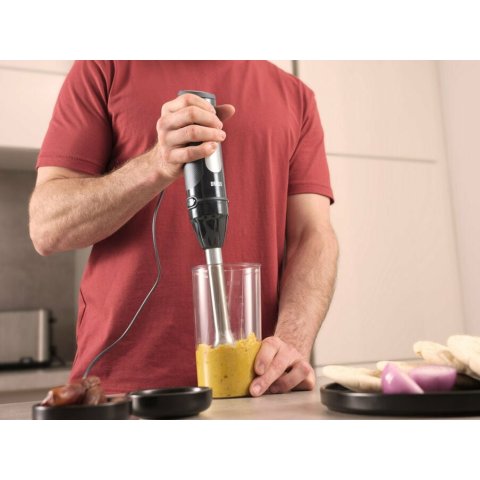 Batidora De Mano Braun Mq55001m 1000w 25 Velocidades Accesorio Vaso Medidor 600ml Negro