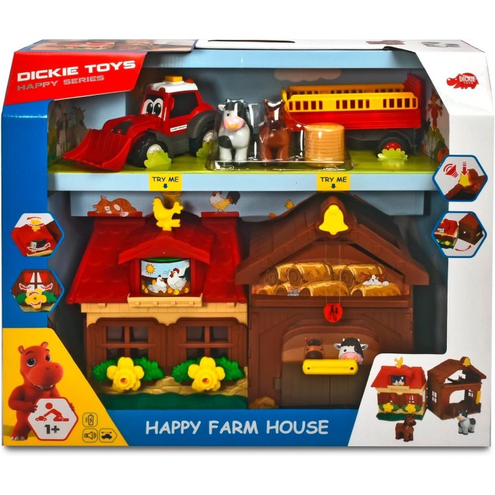 Juguete Dickie Toys Happy Farm Life Tractor Animales Luz Y Sonido