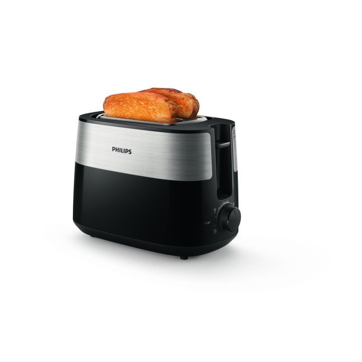 Tostadora Philips Hd2516 90 830w 2 Ranuras 8 Ajustes Rejilla Descongelacion Negro Plata