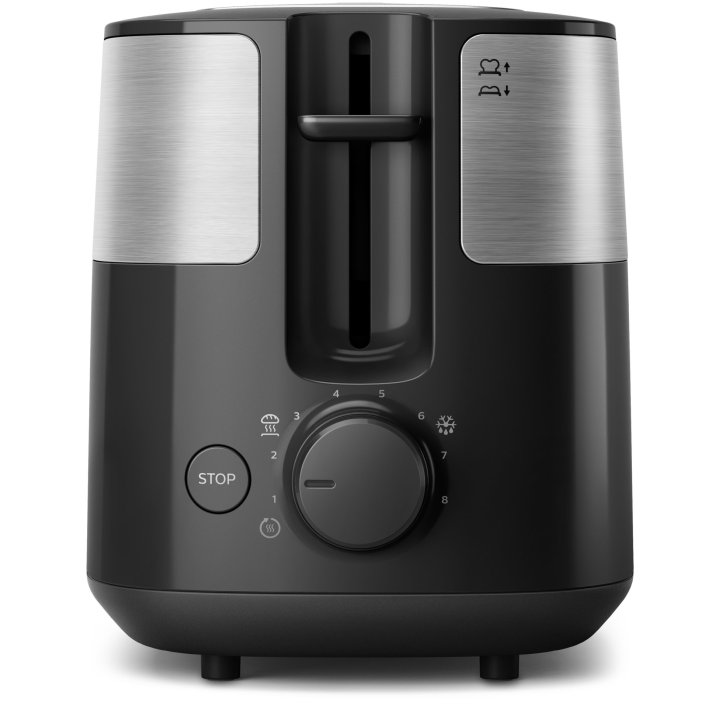 Tostadora Philips Hd2516 90 830w 2 Ranuras 8 Ajustes Rejilla Descongelacion Negro Plata