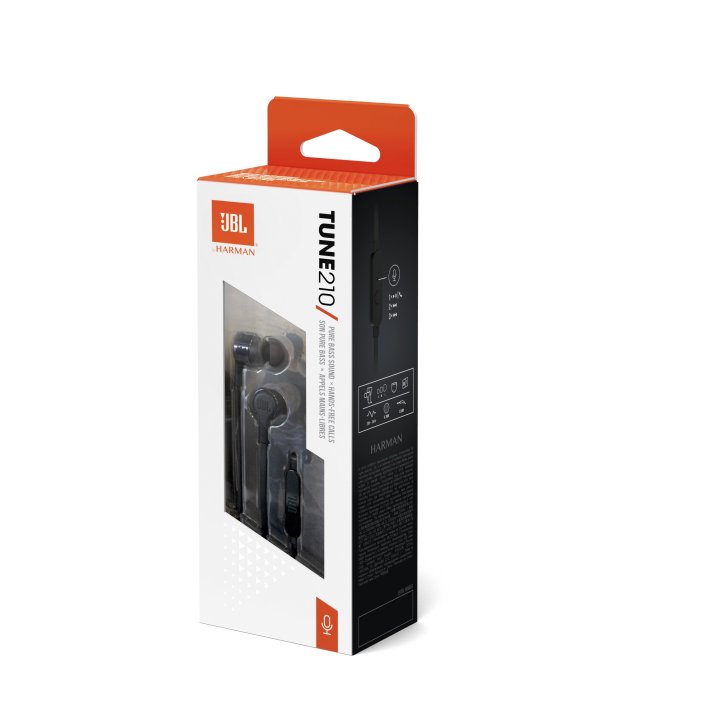 Auricular Intrauditivo Jbl Tune T210 Black Microfono Jack 3.5mm Sonido Pure Bass Color Negro