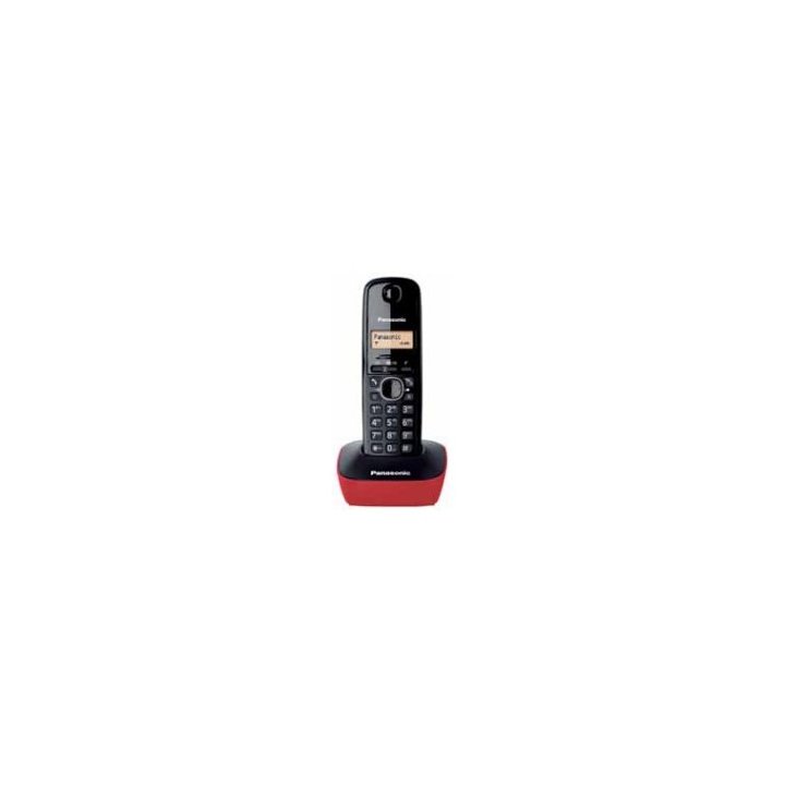 Telefono Inalambrico Dect Panasonic Kx-tg1611spw Color Rojo Y Negro Pantalla Lcd Identificacion De Llamadas 50 Registros 6 Me