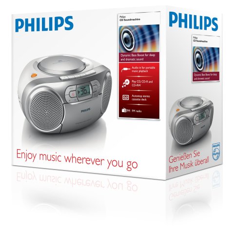 Radio Cd Bluetooth Portable Philips Az127 12 Plata 2w Casete Jack 3.5mm
