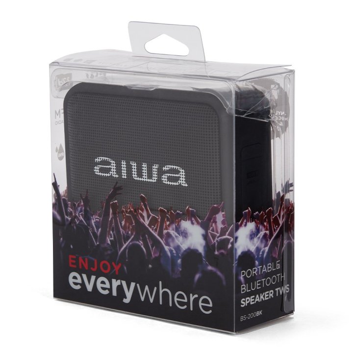 Altavoz Bluetooth Portable Aiwa Bs-200bkmkiii Tws Bt 5.3 6w Rms Fm Usb Ipx6 Bateria 12h Negro