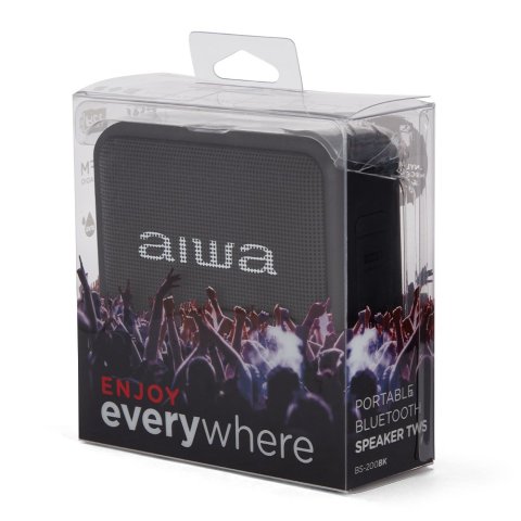 Altavoz Bluetooth Portable Aiwa Bs-200bkmkiii Tws Bt 5.3 6w Rms Fm Usb Ipx6 Bateria 12h Negro